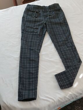 HT Denim Plaid Slim Fit Women's Jeans - Blue Gray.size 3